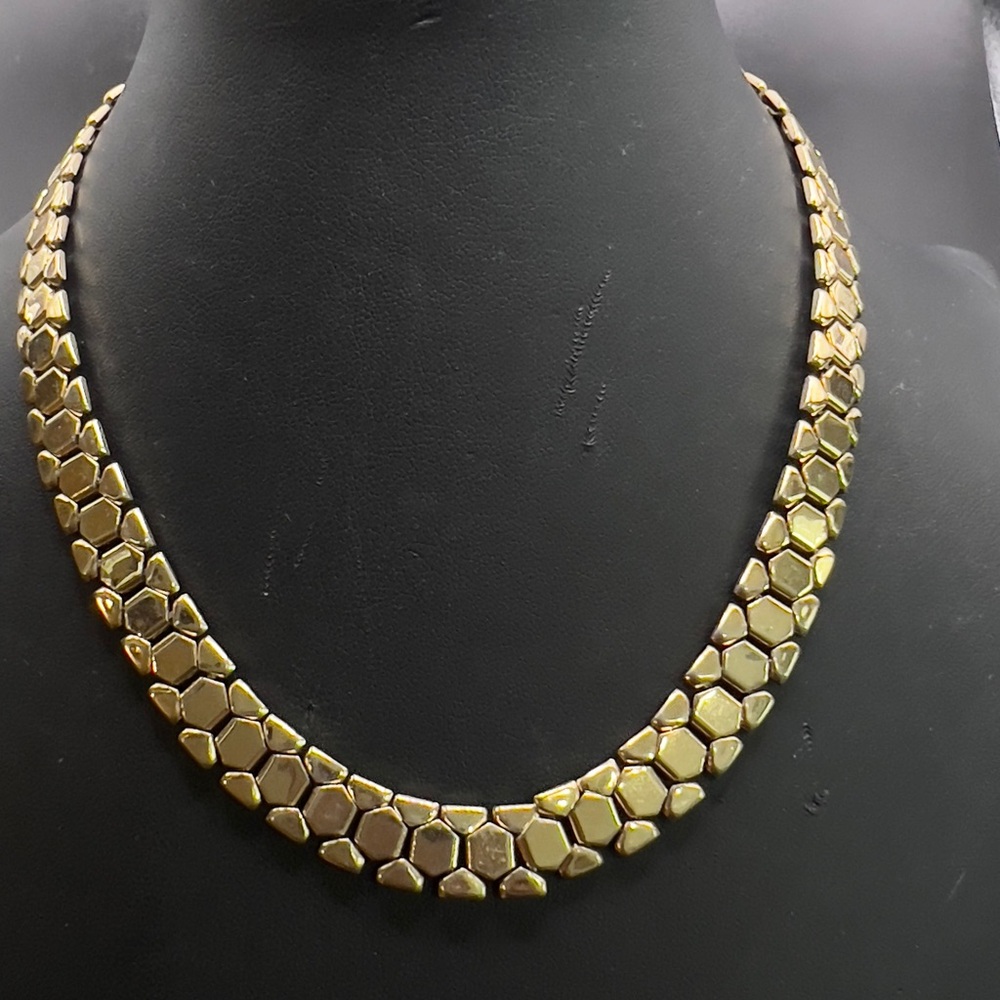VINTAGE 1940’s REINAD HONEYCOMB GOLD PLATED NECKLACE CHOKER